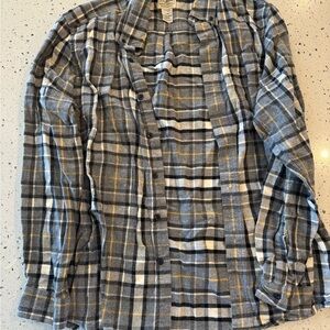 L.L. Bean Gray Plaid Casual Button Down Flannel